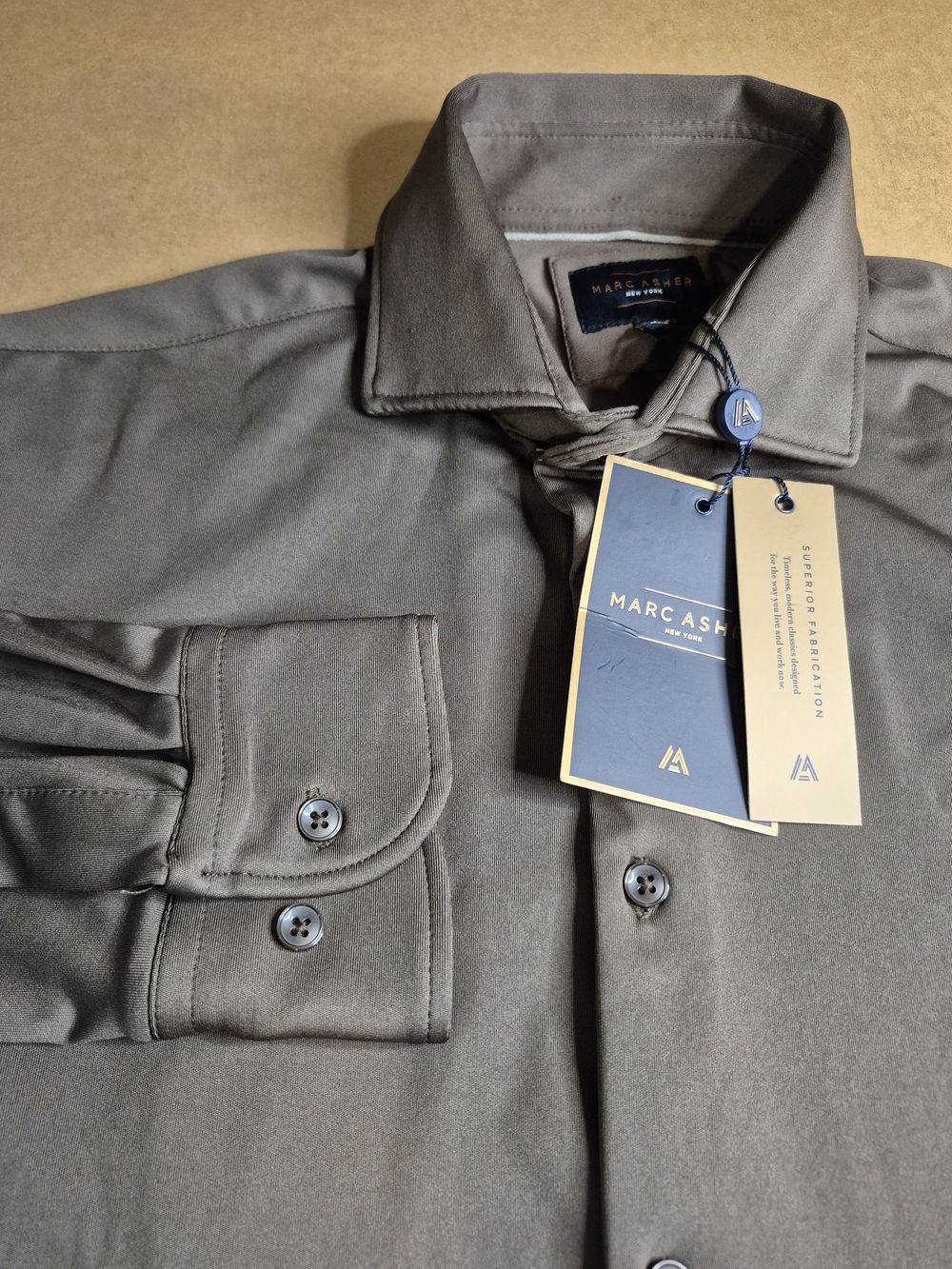 Men's Olive Green Dress Shirt - Classic Long Sleeve 4597/7
